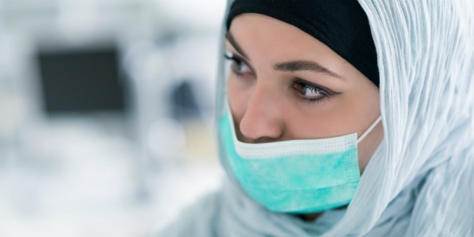 a dentist is in focus